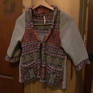 Free People Wool Shrug Vest 3/4 Sleeve Sweater